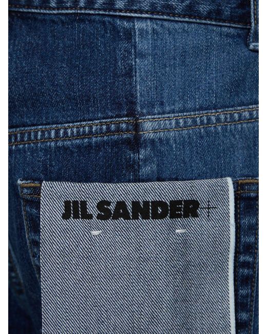Jean taille mi-haute en patchwork de denim délavé Jil Sander en coloris Blue