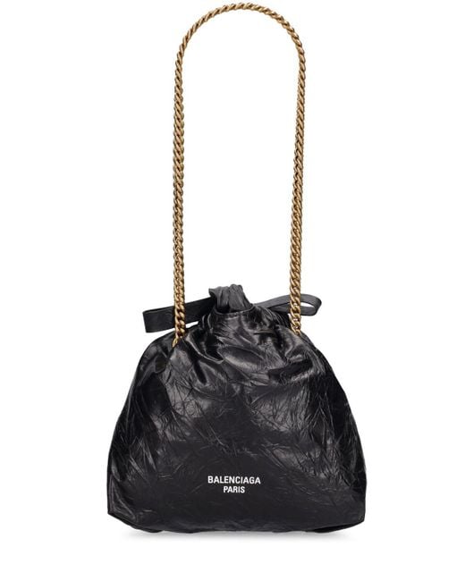 Balenciaga Black Xs Crush Leather Tote Bag
