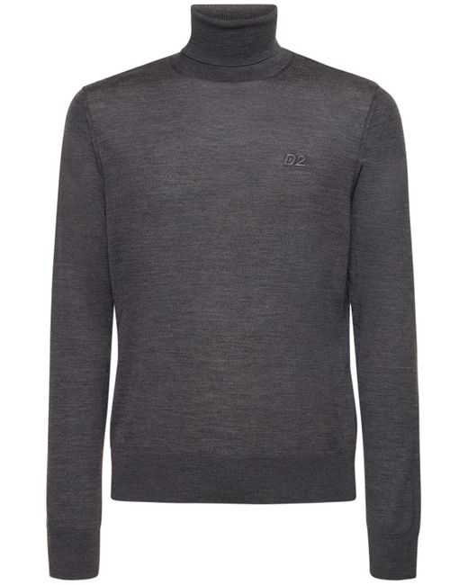 DSquared² Gray Monogram Wool Turtleneck for men