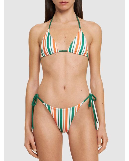 Casablancabrand White Striped Tech Jersey Bikini Bottoms