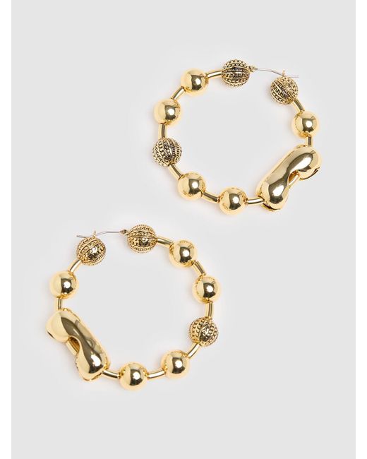 Marc Jacobs Metallic Monogram Ball Chain Hoop Earrings