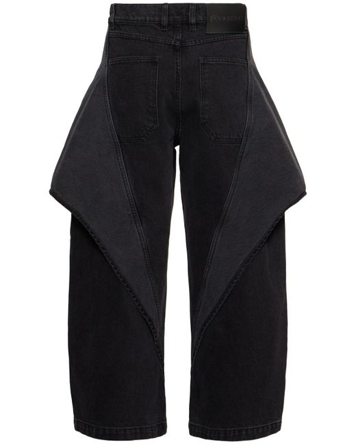 J.W. Anderson Black Cropped Sculptural Wide Leg Jeans