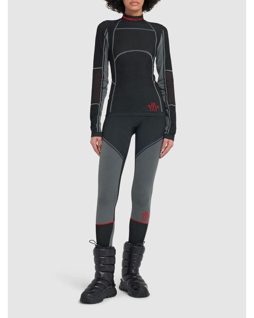 Moncler Black Nylon Blend Base Layer Leggings