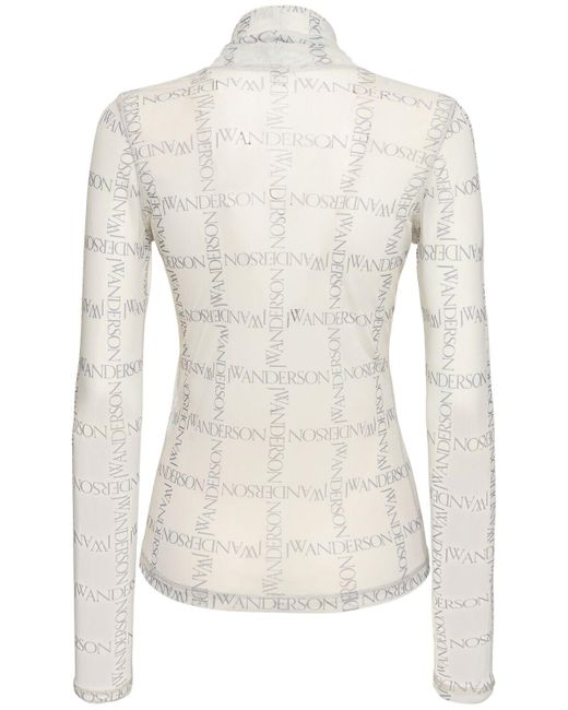 Mujer Top De Jersey Techno Con Cuello Vuelto J.W. Anderson de color White