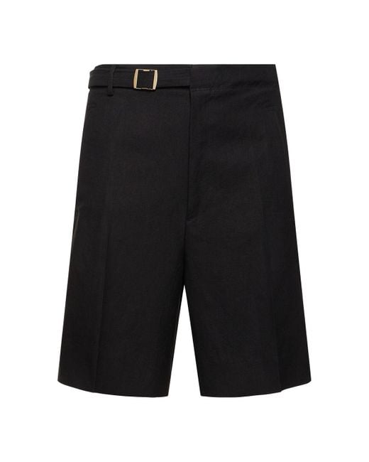 Zegna Black Oasi Linen Shorts for men