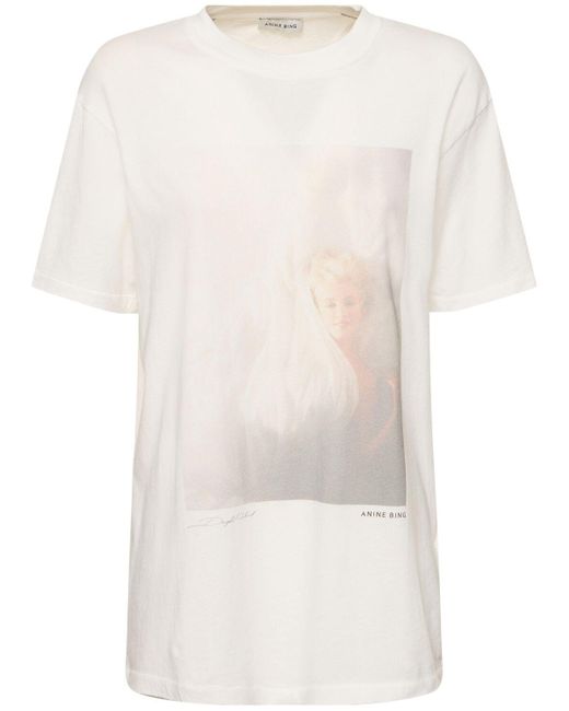 Camiseta de algodón jersey estampado Anine Bing de color White