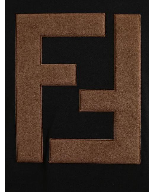 Fendi Maxi Ff Logo Cotton Jersey T shirt in Black for Men Fendi Maxi Ff Logo Cotton Jersey T shirt in Black for Men