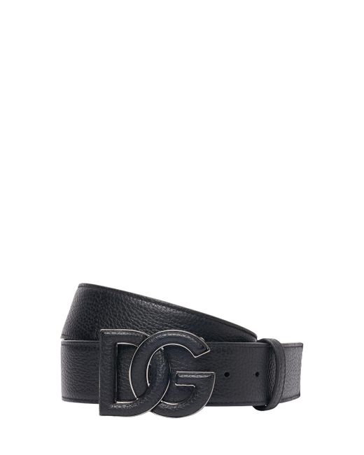 Cintura in pelle con fibbia 40mm di Dolce & Gabbana in Blue da Uomo