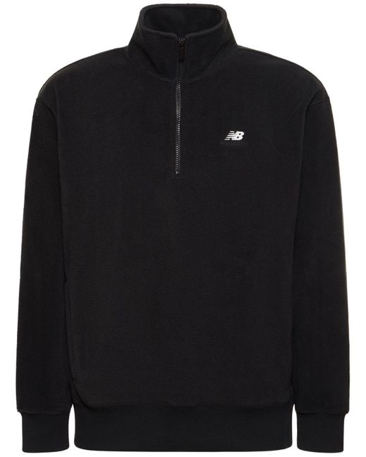 New Balance Black Athletics Polar Fleece Zip Sweatshirt for men
