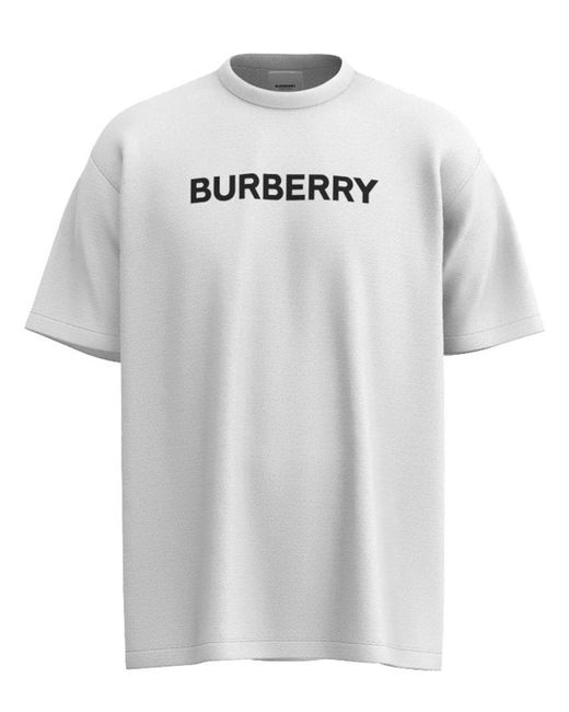 Burberry T-shirt Aus Baumwolljersey Mit Logo "harriston" in White für Herren