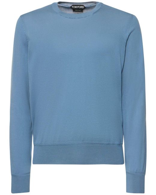 Tom Ford Sweater Aus Baumwolle Mit Beflockung in Blue für Herren