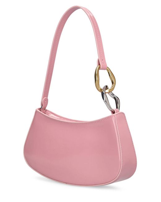 Staud Pink Ollie Patent Leather Shoulder Bag