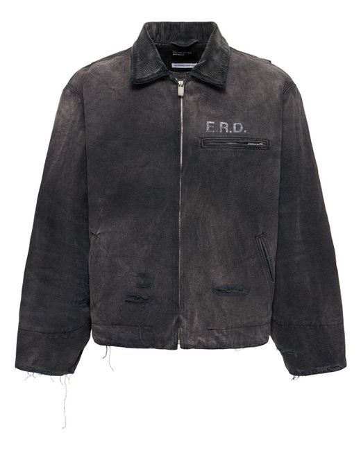 Enfants Riches Deprimes Black E.r.d. Distressed Work Jacket for men