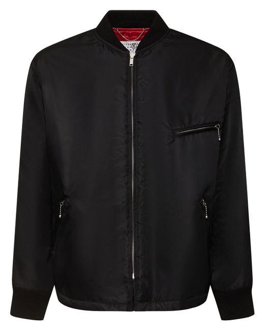 MM6 by Maison Martin Margiela Black Wendbare Bomberjacke Aus Gestepptem Technostoff