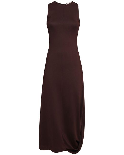 Lemaire Silk Viscose Interlock Twisted Hem Dress Purple
