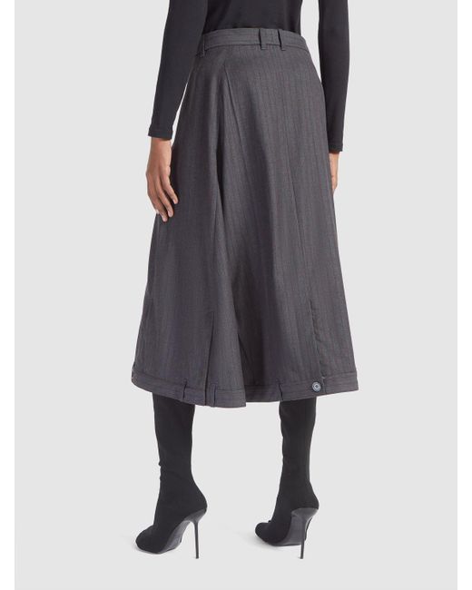 Falda de lana de corte en a Balenciaga de color Gray