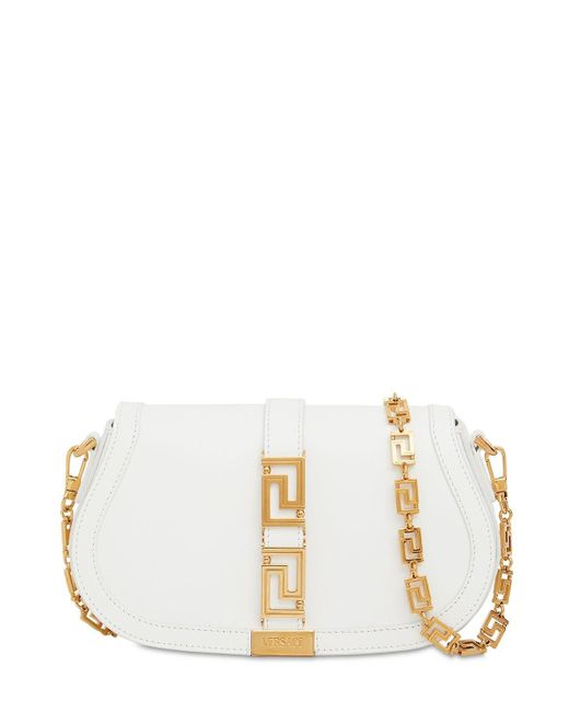 Versace Small Greca Goddess Leather Shoulder Bag in White (Metallic ...