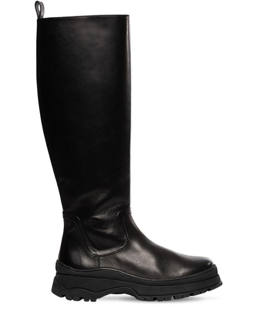 Staud Black 35mm Bow Leather Tall Boots