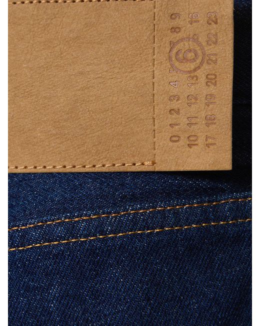 Jeans larghi vita media in denim di cotone di MM6 by Maison Martin Margiela in Blue