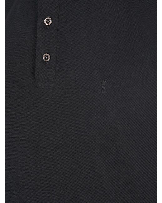 Polo senza maniche cassandre in misto cotone di Saint Laurent in Black da Uomo