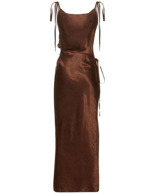 Acne Brown Satin Self-tie Long Dress