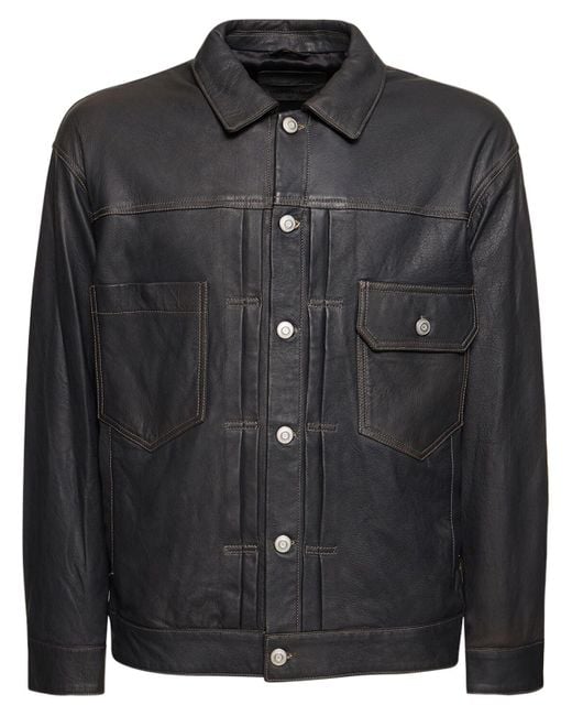 Giorgio Brato Black Nabuk Leather Jacket for men
