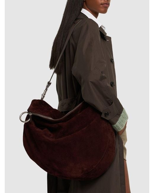 Burberry Brown Large Knight Suede Shoulder Bag