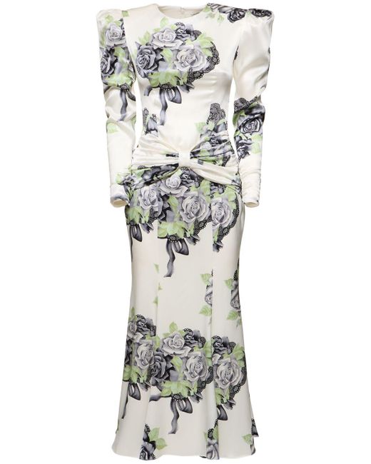 Alessandra Rich Rose シルクサテンンドレス Gray