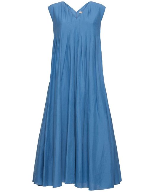 Max Mara Piega キャンバスロングドレス Blue