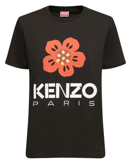 Camiseta de algodón jersey con logo KENZO de color Black