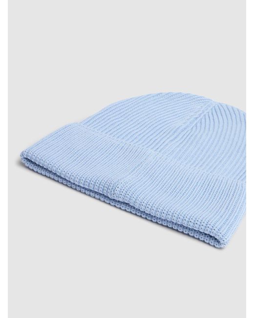 メンズ Moncler ロゴコットンビーニー Blue