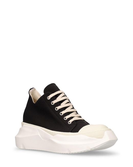 Rick Owens Black Abstract Canvas Low Sneakers