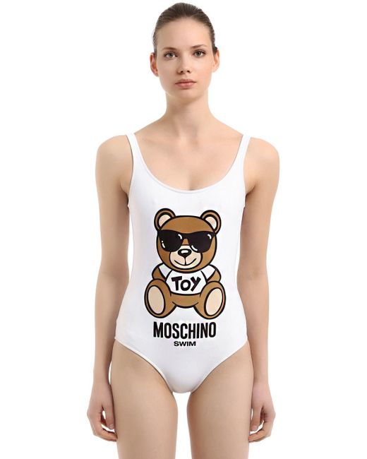 Moschino White Teddy Bear One Piece Swimsuit
