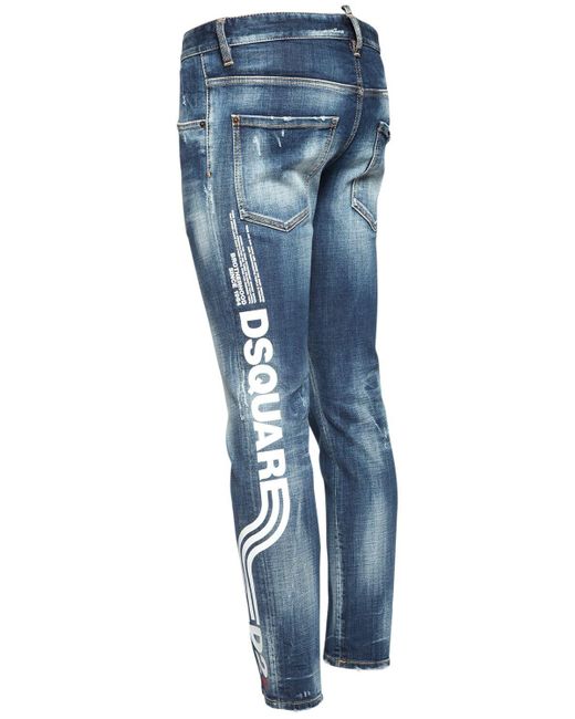 DSquared² Blue 16cm Logo Print Skater Denim Jeans for men
