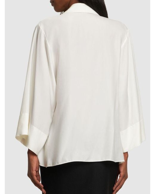 Malvina silk crepe bat sleeve blouse The Row de color White