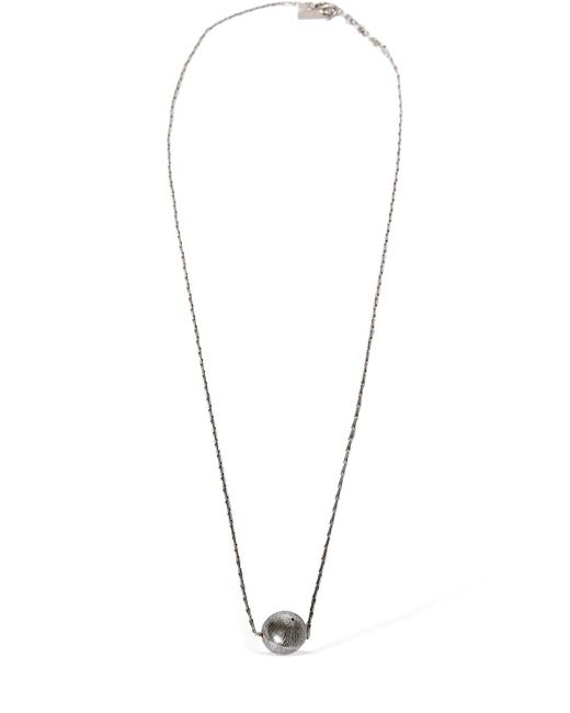 Saint Laurent White Little Ball Brass Necklace for men