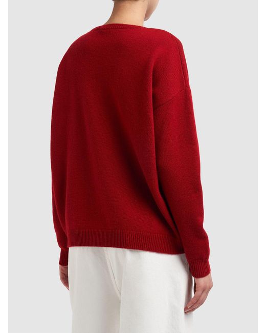 Max Mara Red Nias Embroide Wool & Cashmere Sweater