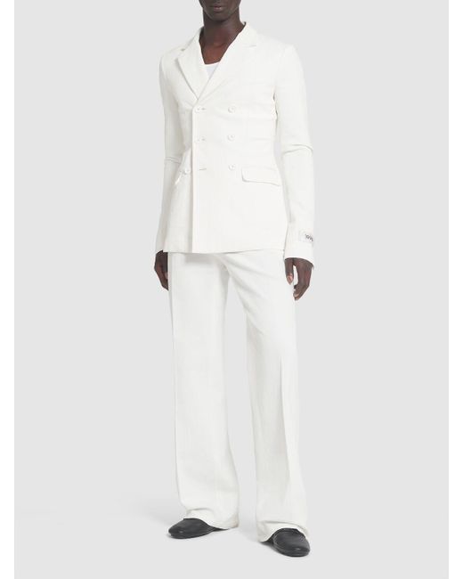 Dolce & Gabbana Zweireihiges Jackett Aus Baumwollmischung in White für Herren