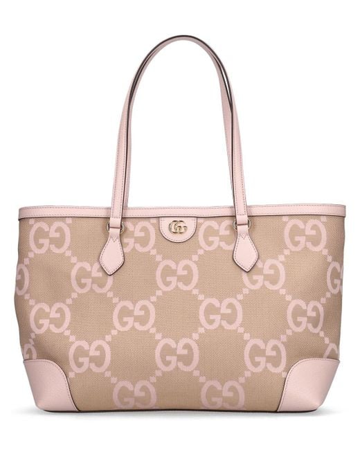 Gucci Pink Ophidia gg Jumbo Canvas Tote Bag