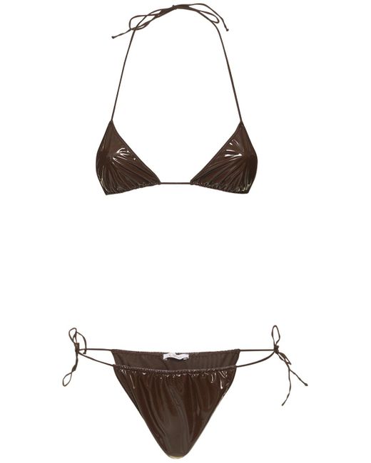 Oseree White Latex-effect Microkini Bikini Set