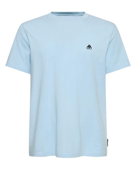 Camiseta de algodón Moose Knuckles de hombre de color Blue