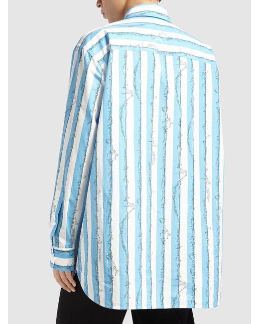 Camicia in cotone stampato di Bottega Veneta in Blue da Uomo