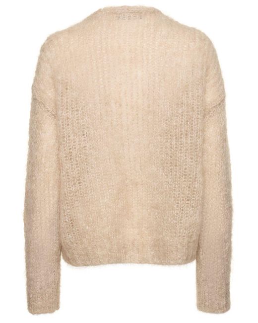 Cardigan a righe in misto mohair gerarda di Weekend by Maxmara in Natural
