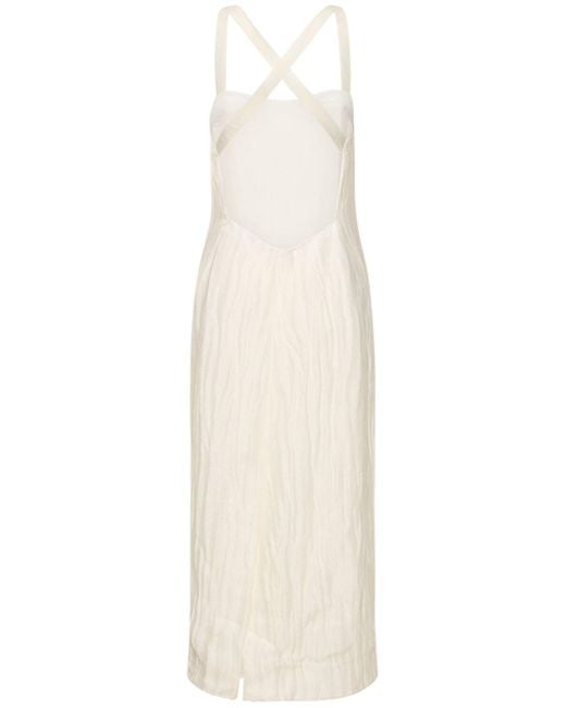Khaite White Fabia Viscose & Silk Midi Dress