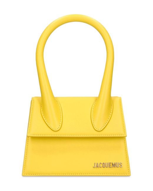 Jacquemus Le Chiquito Moyen Leather Top Handle Bag in Yellow - Lyst