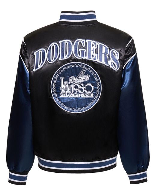 KTZ Blue Mlb La Dodgers Satin Varsity Jacket for men