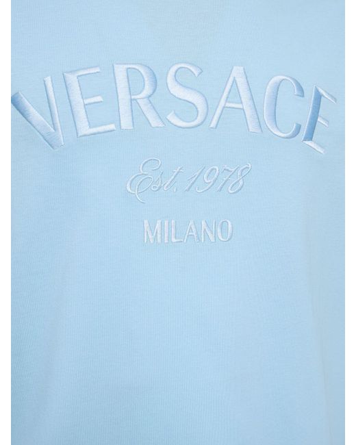 Camiseta de jersey de algodón con logo Versace de hombre de color Blue