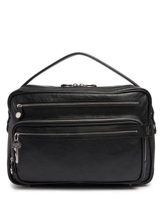 メンズ Acne レザージップトートバッグ Black