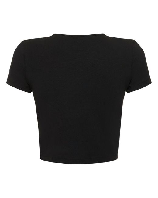 ROTATE BIRGER CHRISTENSEN Black Cropped Cotton Blend T-Shirt