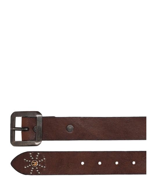 HTC Brown 4cm La Studded Leather Belt